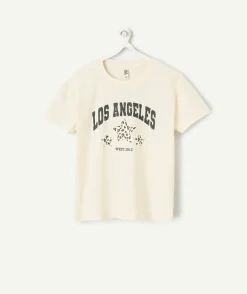 T-shirt fille écru imprimé