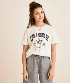 T-shirt fille écru imprimé
