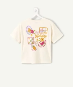 T-shirt fille écru imprimé
