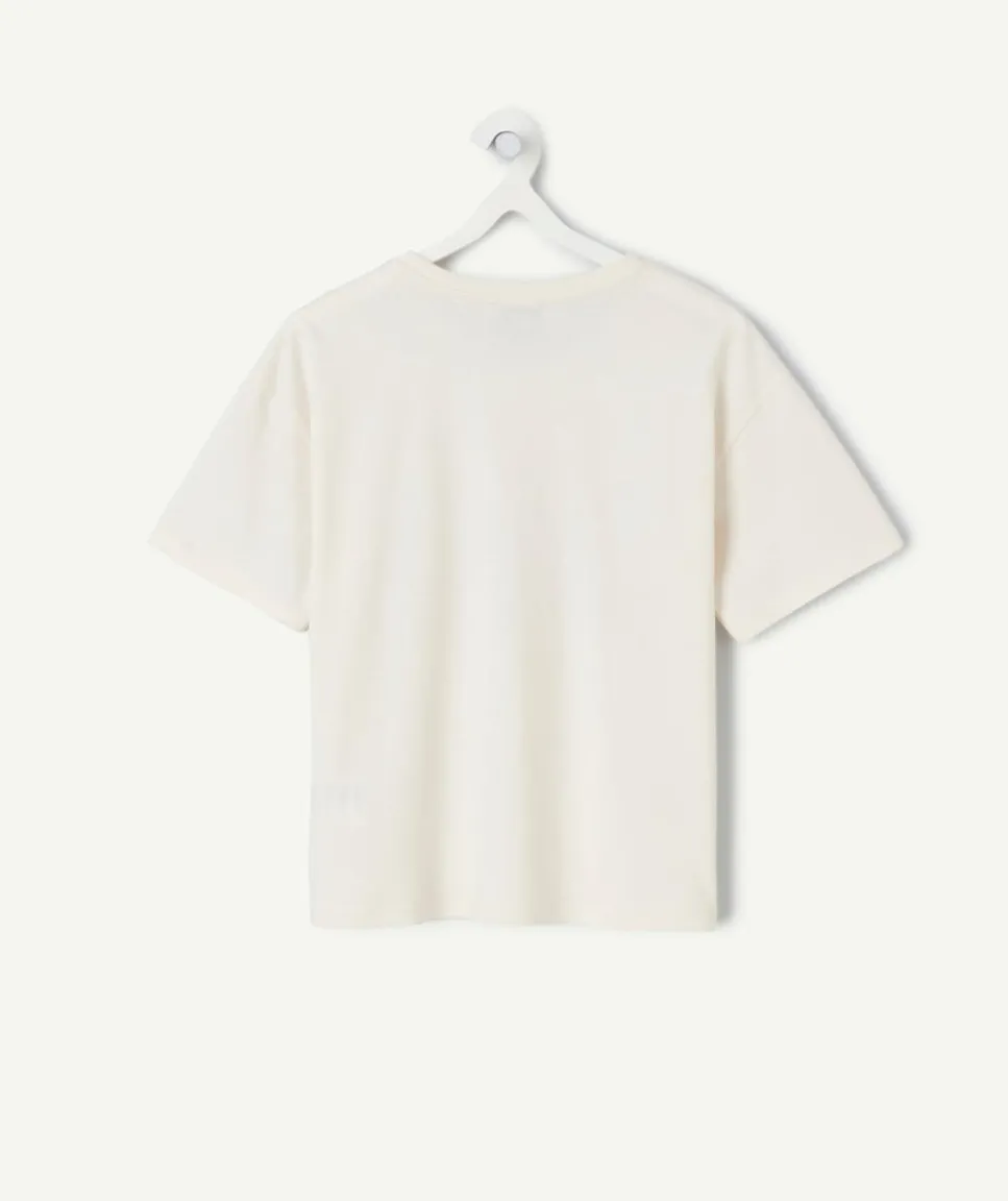 T-shirt fille écru imprimé