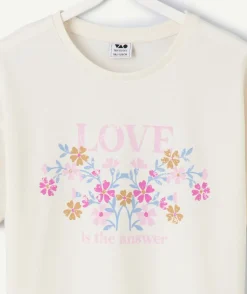 T-shirt fille écru imprimé