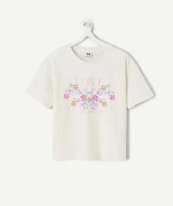 T-shirt fille écru imprimé