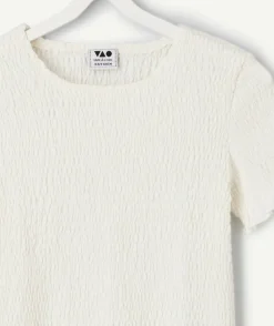 T-shirt fille écru à volants