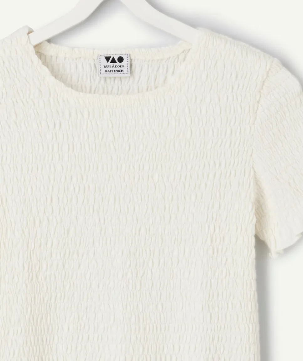 T-shirt fille écru à volants