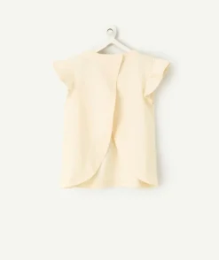 T-shirt fille écru à volants