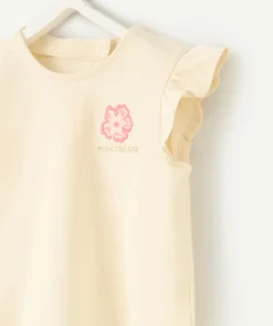 T-shirt fille écru à volants
