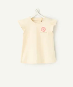 T-shirt fille écru à volants