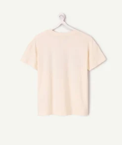 T-shirt fille droit beige imprimé