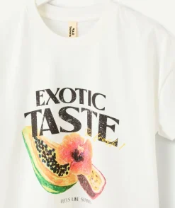 T-shirt fille droit blanc imprimé
