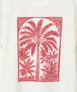 T-shirt fille droit blanc imprimé
