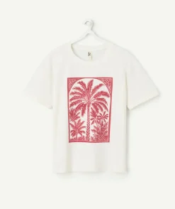 T-shirt fille droit blanc imprimé