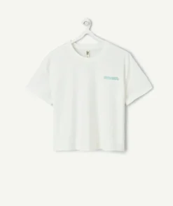 T-shirt fille droit blanc imprimé