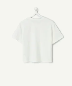 T-shirt fille droit blanc imprimé