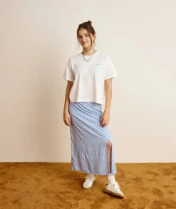 T-shirt fille droit blanc imprimé
