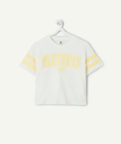 T-shirt fille droit blanc imprimé