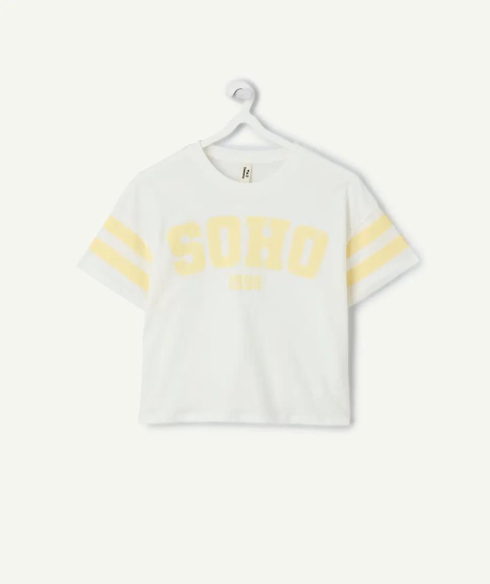 T-shirt fille droit blanc imprimé