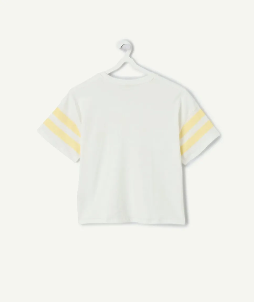 T-shirt fille droit blanc imprimé