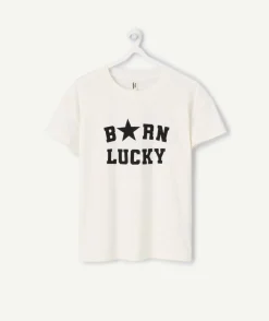 T-shirt fille droit blanc imprimé