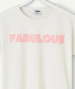 T-shirt fille droit blanc imprimé