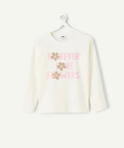 T-shirt fille droit blanc imprimé