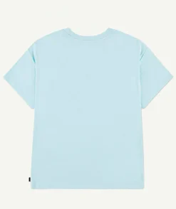 T-shirt fille droit bleu imprimé