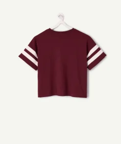 T-shirt fille droit bordeaux imprimé