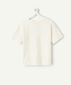 T-shirt fille droit écru imprimé