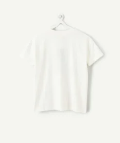 T-shirt fille droit écru imprimé