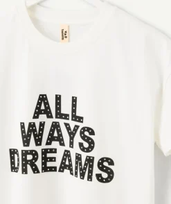 T-shirt fille droit écru imprimé