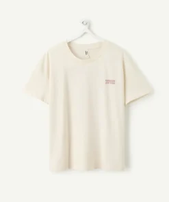 T-shirt fille droit écru imprimé