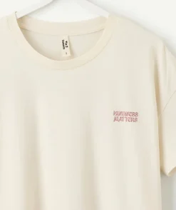 T-shirt fille droit écru imprimé