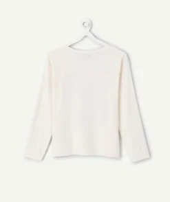 T-shirt fille droit écru imprimé