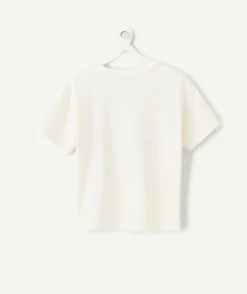 T-shirt fille droit écru imprimé