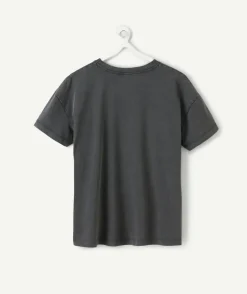 T-shirt fille droit gris imprimé