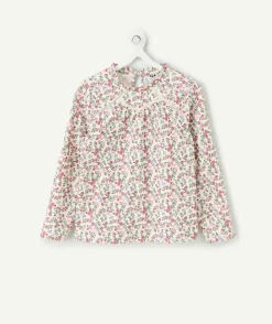 T-shirt fille droit imprimé fleuri