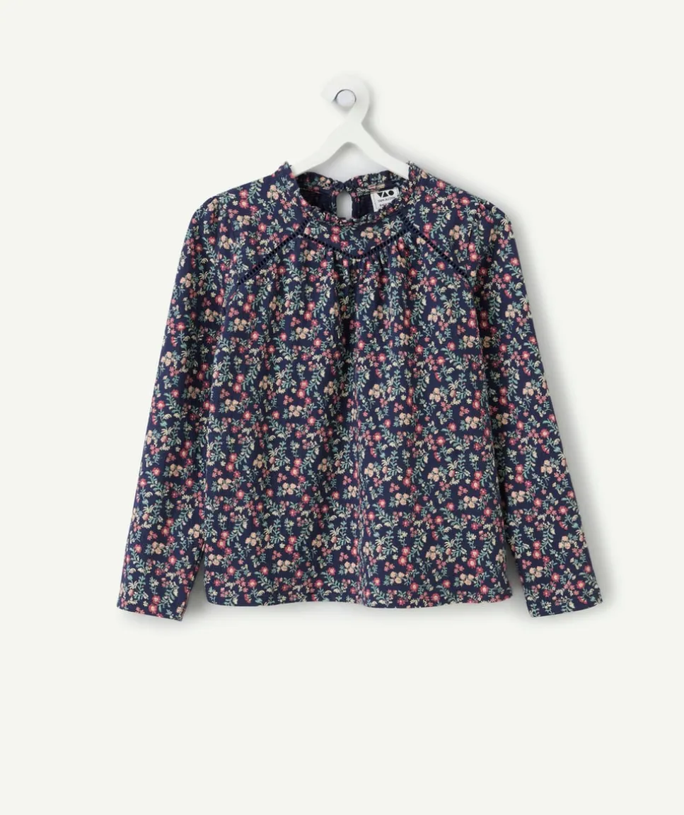 T-shirt fille droit imprimé fleuri