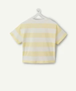 T-shirt fille droit jaune rayé