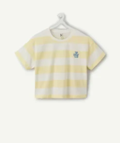 T-shirt fille droit jaune rayé