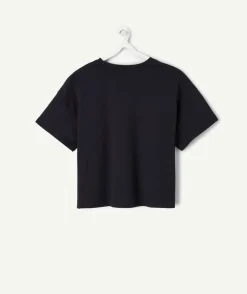 T-shirt fille droit noir imprimé
