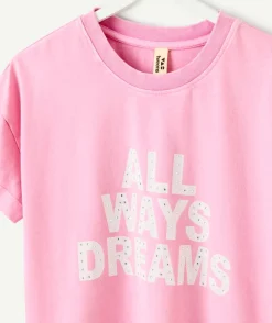 T-shirt fille droit rose
