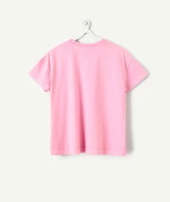 T-shirt fille droit rose