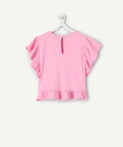 T-shirt fille droit rose