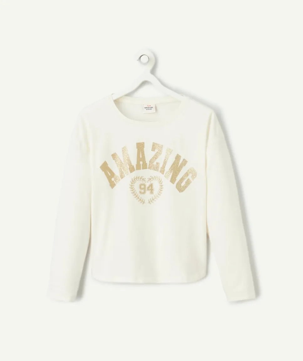 T-shirt fille en coton bio blanc avec message amazing