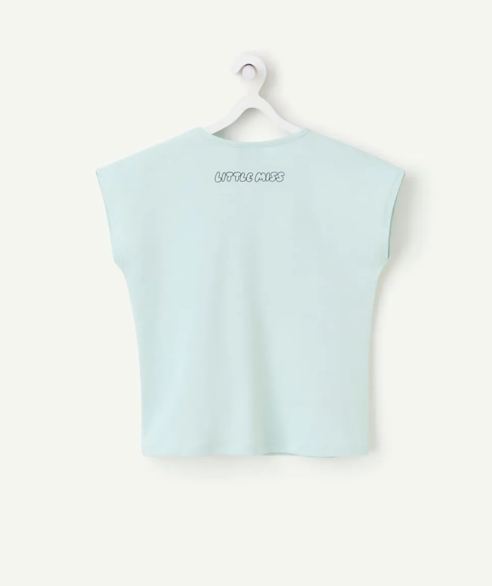 T-shirt fille en coton bleu avec motif monsieur x madame