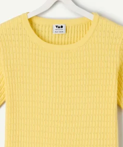T-shirt fille en coton jaune