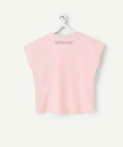 T-shirt fille en coton rose motif monsieur x madame
