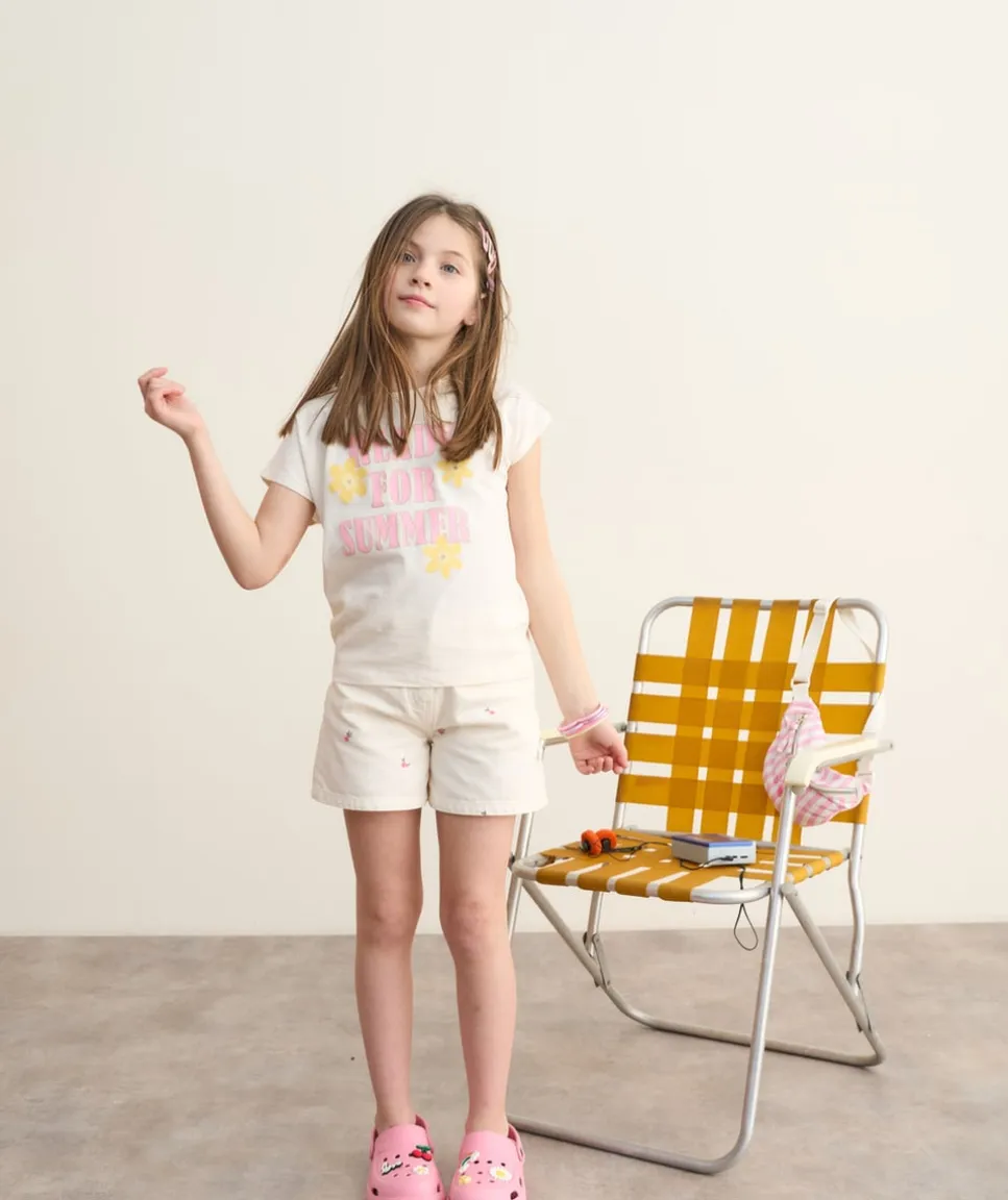 T-shirt fille imprimé blanc