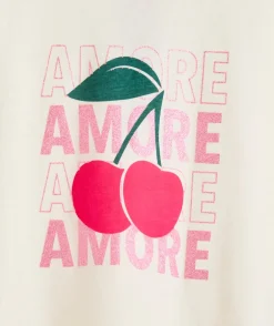 T-shirt fille imprimé cerises blanc
