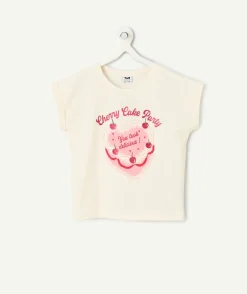 T-shirt fille imprimé crème