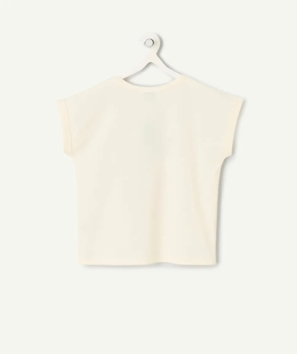 T-shirt fille imprimé crème